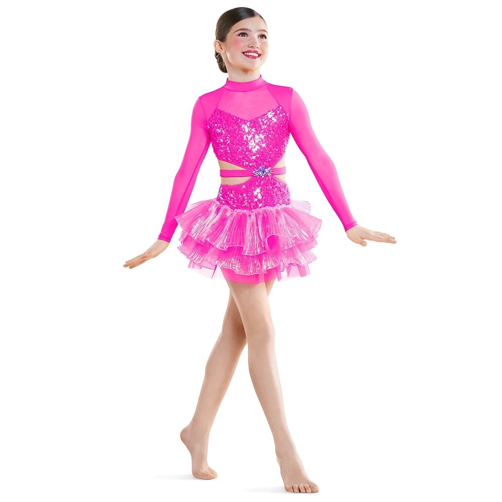 Revolution Tenth House PA Neon Iconic Hot Pink Sequin Mesh Dance Costume Dress